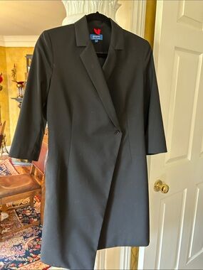 Grayes Black Notch Collar Dress Coat